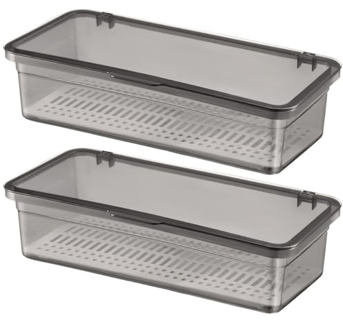 GRIRIW Portaposate da Banco 2 Pezzi in Plastica Nera Organizer Multifunzione per Posate e Bacchette Contenitore Compatto per Utensili da Cucina e Tavolo Custodia Resistente e Facile