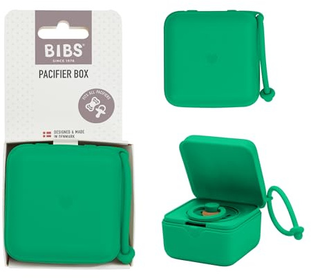 Caja con correa para chupete BIBS. Broche para chupete y caja esterilizadora. Material de calidad alimentaria libre de BPA 100% - Cactus