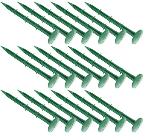 HINTRMENT Estacas de Plástico para Jardín 150 Piezas, Verdes de 11 Cm, para Fijación de Lonas y Césped Artificial, Clavos para Suelo en Exteriores y Paisajismo, Herramientas de Plantación