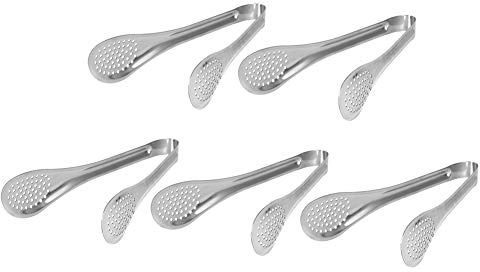 Haofy Pinze per Cibo a Buffet da 5 Pezzi, Mini Utensili da Portata in Acciaio Inossidabile per Piccoli Barbecue, Snack per Insalate e Antipasti (L)