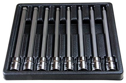 Bergen Juego de 8 llaves Allen hexagonales con extremo de bola larga de 3/8 pulgadas