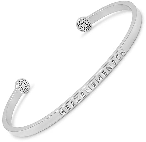 SIMPLE PLEDGE | Herzensmensch Armreif | Armband Damen mit Gravur in Silber, Gold, Roségold | Perfekt als Schmuck Geschenk | Blindgravur