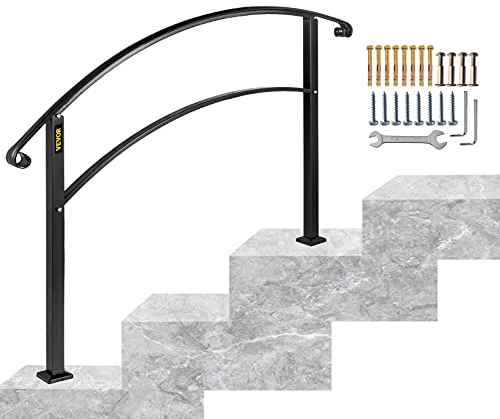 Happybuy Rampe d’escalier Main courante de Transition pour 3 marches noir