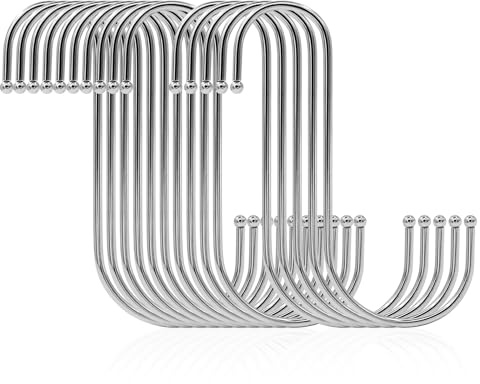 SumDirect Heavy Duty S Hooks - 15 Pack 5.7 Inch Extra Large Meta Stainless Steel S Shaped Hooks for Hanging