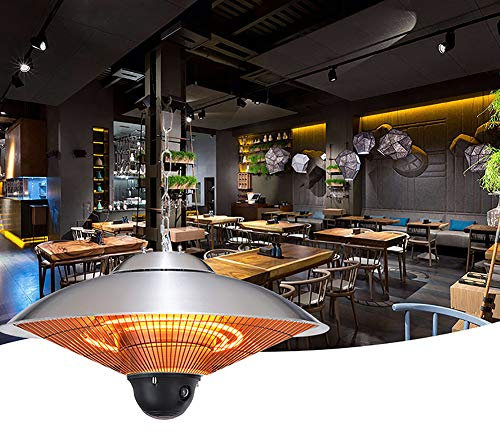 Calentador para exteriores Calentador eléctrico colgante para patio, 1500 W, calentador de techo para balcón, protección contra sobrecalentamiento, calentador para uso en patio, garaje y patio (110