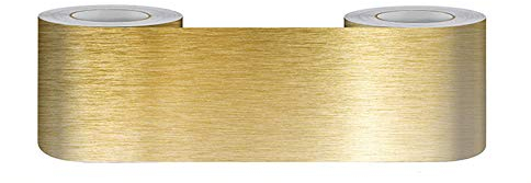 Bordure de papier peint Frise Murale Adhesive Bordure Papier Peint Frise Autocollante pour Cuisine Salle de Bains Chambre Décoration Murale Doré brossé 15cm X 500cm