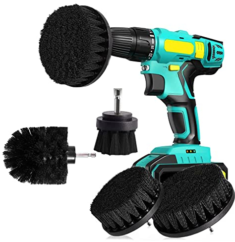 Cepillos para el Taladro,Cocina de la Limpieza Cepillo Brochas Limpieza de Depurador Cepillo Duras para el Kit Juego de Taladro para Alfombra, Baño, Piso de Madera, Cuarto de Lavado(4 Piezas)
