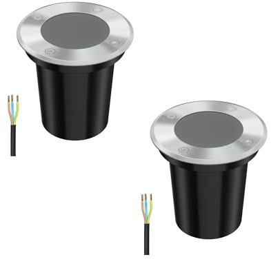 ledscom.de 2 pièces luminaire encastré de sol BOLI pour l'extérieur, IP67, inox, rond, 108mm Ø, 1x GU10 max. 15W, givré