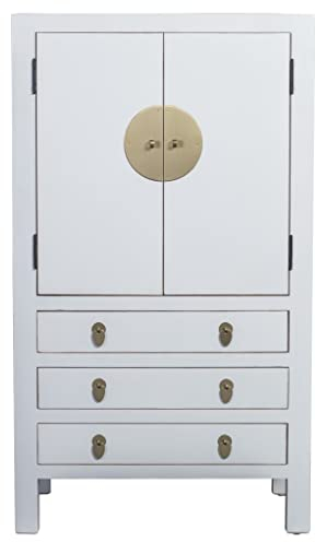Fine Asianliving Chinesischer Schrank Snow Weiß B63xT38xH110cm China Chinesischer Schrank Chinesischer Hochzeitsschrank Orientalische Möbel Asiatische