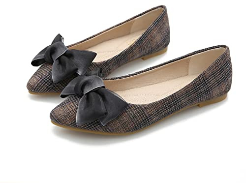MACHSWON Women's Ballet Shoes Memory Foam Cushion Ballet Flat Black Bow Slip-On Comfy Ladies Casual Wear Pointed Toe Ballerina Pumps(Black, Size 8)