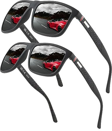 Occhiali da Sole Polarizzati Uomo Donna, Occhiali Vintage Eleganti Montatura Classica, Lenti Pilota HD, Golf Guida Pesca Occhiali da Viaggio Sport all'Aria Aperta Moda Occhiali da Sole