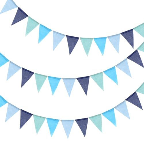 12M Bandierine Triangolari Blu Azzurri, Festone Bandiere Ghirlanda, Bandiere Ghirlanda Blu Azzurri per Decorazioni Compleanno Matrimonio Festa Esterni Giardino
