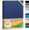 leevitex® Luxus Elasthan Jersey Spannbettlaken | 90x200 – 100x220 cm | Multistretch | 250 g/m² | 92% Mako-Baumwolle und 8% Elasthan | 40cm Steghöhe | außergewöhnlich hochwertige Ausführung | Navy