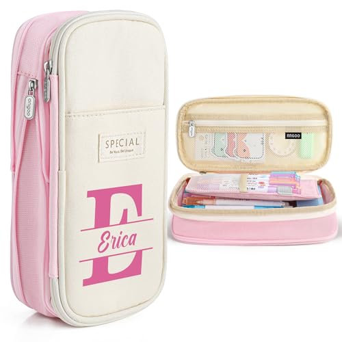 kodinsiivous Personalisierte Federmäppchen, Teleskopisch Mäppchen mit großem Fassungsvermögen, Ständer Bleistifthalter mit Namen, Mäppchen Mädchen Teenager, Stifteköcher Schulbedarf Bürobedarf(Rosa)