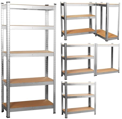Nassboards Garage Shelving Units - Shelves and Shelving Unit for Garage Storage, Heavy-Duty Storage Unit and Storage Shelves- Metal, Boltless, 90 x 40 x 180cm, 875 kg Capacity, 175 kg Per Shelf