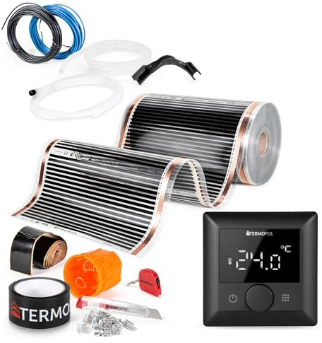 Termofol Elektrisk golvvärmeset med H5 svart termostat 230 V - extra värmeeffekt 220 W/m2 - yta 6 m² - elektriskt uppvärmt golv