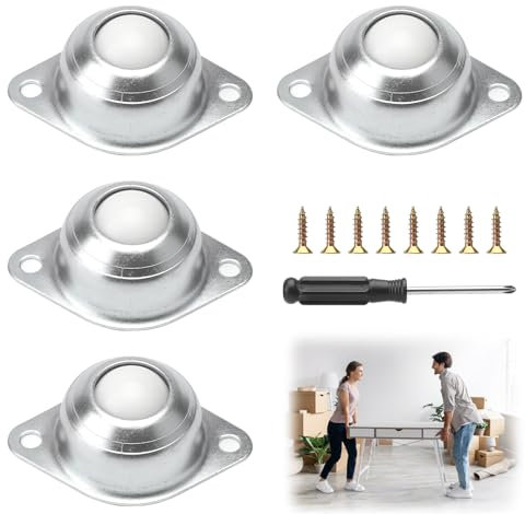 ZMDMAH 4 ruedas pequeñas para muebles, ruedas de carga pesada, ruedas planas de 15 mm, redondas, pequeñas, planas, para muebles, equipaje, trineo, trineo, con 8 tornillos y 1 destornillador