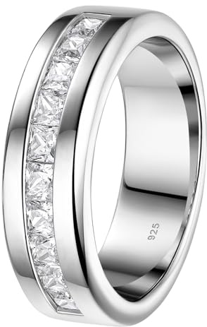 SweetJew Lab Created Moissanite Wedding Band 925 Sterling Silver 1ct 10 Large Princess Cut D Color VVS1 Promise Ring For Men Size 9