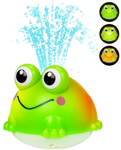 Jovicos Badewannenspielzeug, Baby Badespielzeug mit LED Licht, Frosch Spray Wasserspielzeug, Badewanne Pool Badespielzeug Baby ab 1 2 3 Jahre, Badewann Spielzeug Kinder Geschenk für Jungen und Mädchen