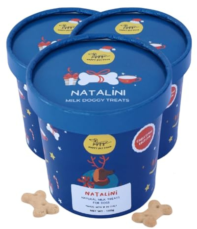 Biscotti Natalini x3: Biscotti per Cani Naturali al Latte, ideali per Natale | Snack Cane gustoso e sano, adatto a tutte le taglie ed età | 300 gr. | Hygge Dog
