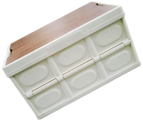 Angoily Boîte de Rangement Pliable d'Extérieur Moyenne Couvercle Boîte de Rangement en Plastique Blanche Organisateur de Coffre de Voiture pour Vêtements Jouets et Provisions