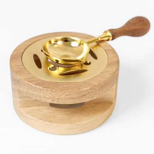 FAYAHAR Siegelwachs Set, Wachssiegelwärmer, Wachsheiztopf mit Schmelzlöffel, Wachssiegel, Siegelwachs, für Kunsthandwerk Siegelstempel Wachsstempel Tool (Stil 1)