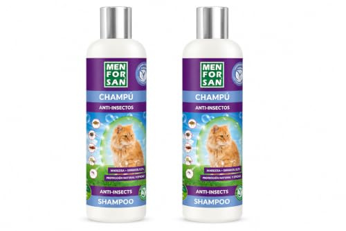 MENFORSAN - Pack 2 Unidades - Champú Anti-Insectos con Margosa, Geraniol Y Lavandino - Gatos