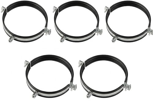 5 st, 160 mm rörhalsband med gummiinsats, M8/M10-gänga, stålhållare för ventilationsrör, spiral- och rörrör, vägg- eller takmontering, av Steinberg14