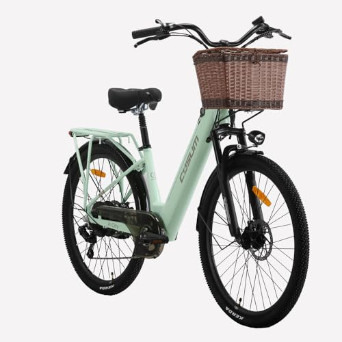Vélo électrique unisexe pour adultes X-City de 26 pouces, changement de 7 vitesses, doté d’une batterie amovible de 48 V et 10,4 Ah, vitesse maximale de 25 km/h, autonomie de 80-110 km. (vert)