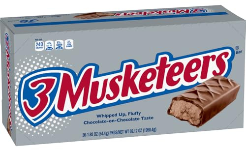 3 MUSKETEERS Milk Chocolate Candy Bars, Full Size, Bulk Candy Box, 36 ct