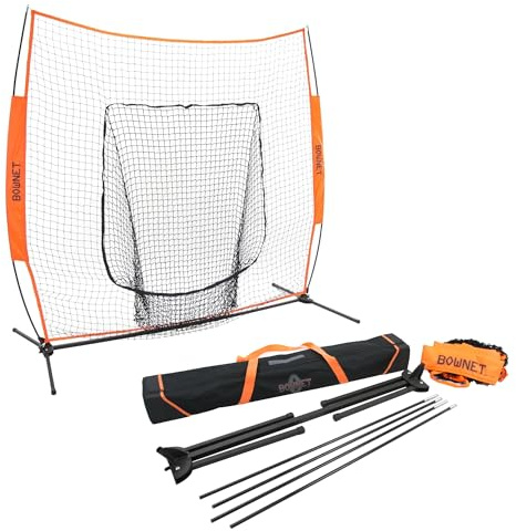 Bownet Original Big Mouth 7’ x 7’ Baseball Softball Hitting Net – Portable Pitching & Batting Practice Net, Heavy Duty Steel Frame, Fast 60-Second Setup, Carry Bag
