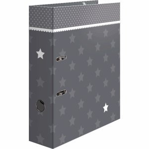 HERMA 10 x Motivordner A4 70mm Stars grau mit Bordüre