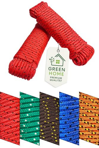 Cuerda 20 m x 8 mm – Cuerda de polipropileno (PP), rojo/negro cuerda de amarre, multiusos cuerda, carga de rotura: 700 kg - Juego de 2 de 20 m cada uno