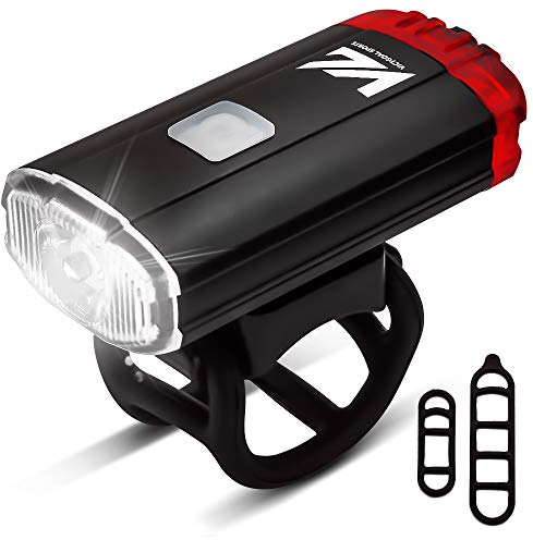 VICTGOAL Bike Light Front & Rear Bright USB Rechargeable Bike Helmet Light IPX5 Waterproof Portable Bicycle Lights for All Road Cyclists (Black)
