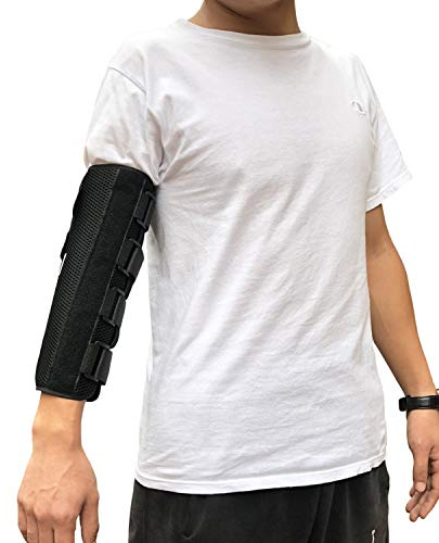 Armbågsstöd skena immobilisator stabilisator för Ulnar nerver och kubitalt tunnelsyndrom, justerbart armbågs-nattstöd, håll armen rak för sömn (S)