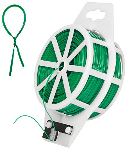 tenn well 100m Green Garden Wire, Flexible Plant Wire Twist Ties with Cutter for Gardening Climbing Plants, Vines, Shrubs and Flowers