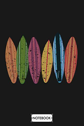 Retro Longboard Surfboard Notebook: Matte Finish Cover, Diary, Lined College Ruled Paper, 6x9 120 Pages, Planner, Journal