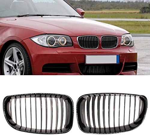 HZYCKJ Rejillas frontales de radiador Para BMW 1-Series E81 E82 E87 E88 2007-2012 Parrilla del riñón del coche Accesorios del coche Parte Rejilla de carreras deportiva negra