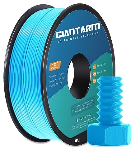 GIANTARM ABS+ Filament 1.75 mm blue, 3D Drucker Filament 1 kg, 1 Spule, Durchmessertoleranz +/- 0.02 mm,ABS wasser blau