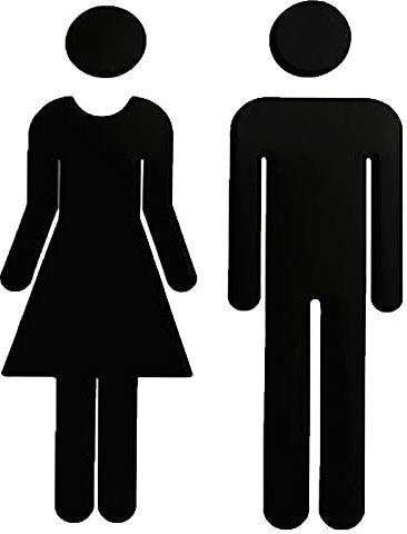 Segnaletica for WC,Segnale for bagno,Segnale for WC moderno in acrilico da 7,8 pollici con retro adesivo Segnaletica for WC for uomini e donne,Adesivi murali Targhe for WC/Oro/20 * 6Cm (Color : Black