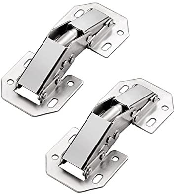 EliteKoopers Small Pack of 4 Door Hinges Concealed Hinge For Cupboard, Kitchen Surface Mount Hinges Wardrobe Corner