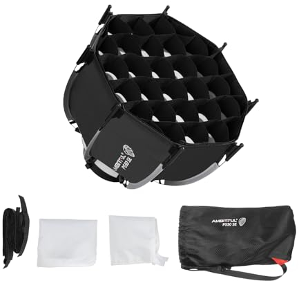 AMBITFUL Mini caja de luz de 30 cm de liberación rápida con soporte Bowens, montaje rápido, plegable, configuración rápida con difusores, rejilla de panal de abeja, bolsa
