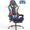 Devoko Gaming Stuhl mit led, Cool Racing Gamer Stuhl, Ergonomischer Bürostuhl mit Massagefunktion, mit Teleskop Fußstütze, Verstellbare Rückenlehne 90-135°, Gamingstuhl 150 kg belastbarkeit, Weiß
