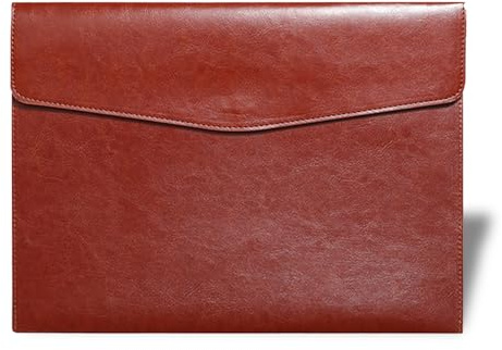 RisePlus Portadocumenti A4 in Pelle PU con Bottone Metallico, Capacità 100 Fogli, Cartella per Ufficio, Porta Libretto Auto, Design Elegante e Impermeabile