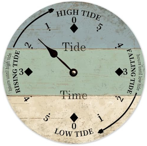 Guangpat Tidal Clock Personalized Beach Tide Time Large Wall Clocks Battery Operated 10 Inch Silent Non-Ticking Rutic Farmhouse Wall Decor for Bedroom Living Room