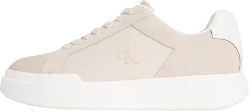 Calvin Klein Cupsole Sneaker Hombre Chunky Laceup de Ante, Beige (White/Eggshell), 41