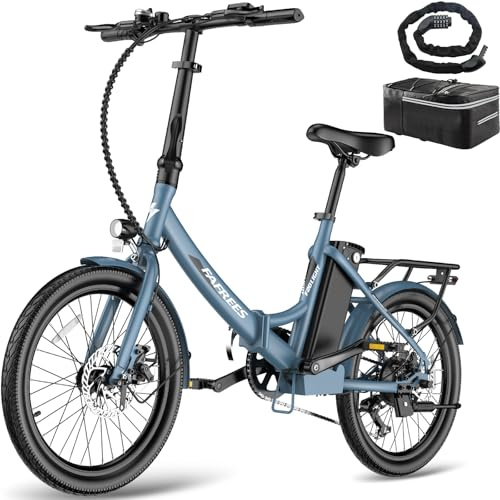 Fafrees F20Light 20 Folding Electric Bike 36V 16.75Ah Removable Battery, Max Range 130KM, 7 Speeds, Dual Disc Brakes, with LCD Display, City Commuting Ebike for Adult, Bike Lock, Blue