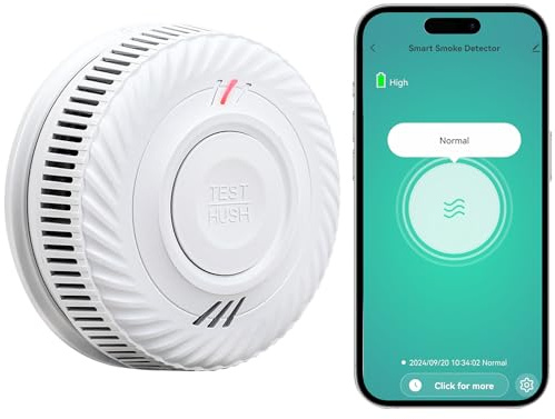 PHYSEN Smart WiFi Detector de Humo 10-Año Batería, Certificado EN14604, Compatible con Tuya/Smart Life App, 1St