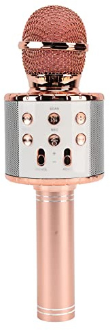 Asixxsix Trådlös Bluetooth Karaoke -mikrofon, Bärbar Handhållen Karaoke Mic Högtalare med LED -ljus, Bluetooth Microphone Karaoke Machine Födelsedagspresenter för Flickor Pojkar (Rosa guld)