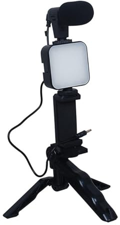 KIT VLOGGING CAMERA - Video Smartphone Portatile Con Luce LED, Microfono Di Registrazione Audio, Supporto Telefonico | Creator Set Per Social Media, Blog, Streaming, Registrazioni Musicali, Vid